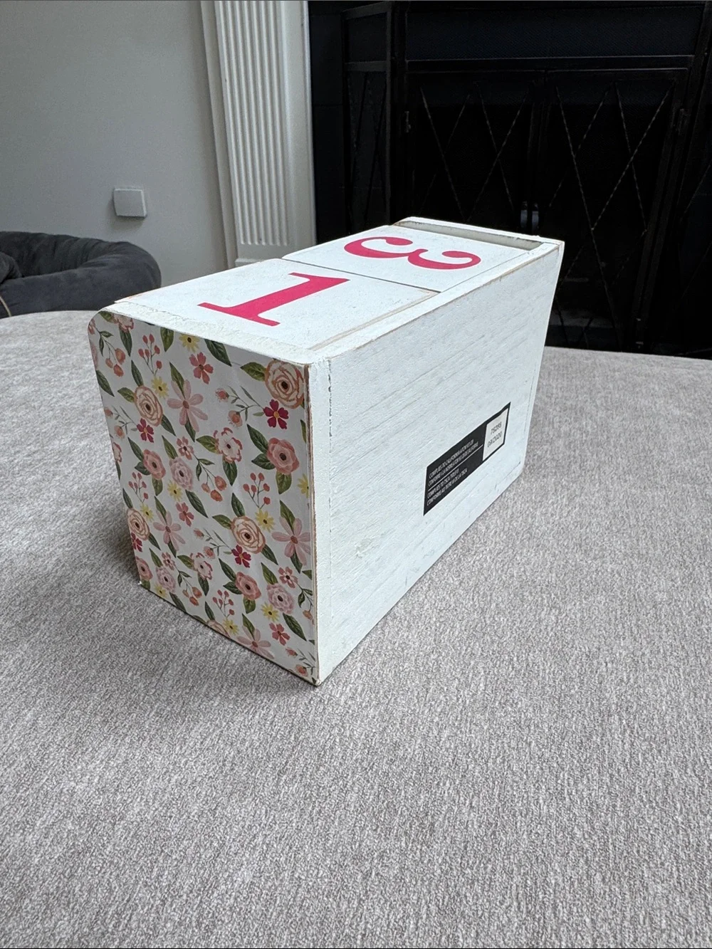 White Perpetual Block Desk Calendar with Pink Numbers - Brand